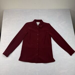 Talbots Women's Burgundy Stretch Button Front Long Sleeve Shirt Size S